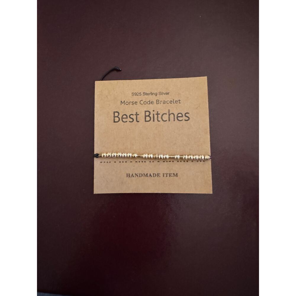 Best Bitches Morse Code Bracelet Handmade S925 Sterling Silver Adjustable Strap